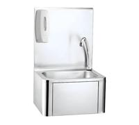 Lave-Mains INOX à Commande Fémorale avec Distributeur de Savon - sans Contact - Eau Froide - Compact