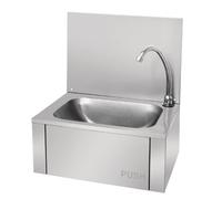 Vogue Lave-mains inox GL280 – commande au genou, dosseret, pré-mélangeur, 495×440×345 mm