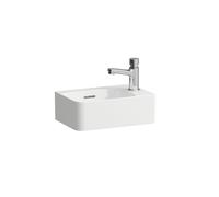 Lave-Mains Laufen VAL 1 trou à droite, trop-plein 340mm Blanc Clean Coat