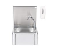 LAVE-MAINS MURAL EN INOX AVEC DISTRIBUTEUR DE SAVON, COMMANDE AU GENOU, EVIER...