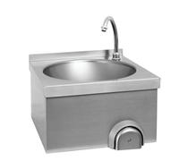 Lave-Mains Professionnel à Commande au Genou - Acier Inoxydable - Compact et Hygiénique - 40 x 40 x 22,5 cm - Eau Froide