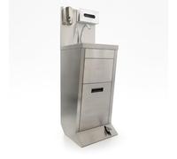 Lave-Mains Professionnel avec Cuve Inox - Station de Lavage Complète avec Commande au Pied, Distributeur de Savon, Distributeur de Papier et Poubelle Intégrée
