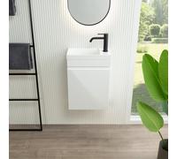 Lave-mains rivea Picabo avec meuble sous-lave-mains Dia à 1 porte, charnières à droite, blanc ultra brillant, BR0575WH+BR0577WH,