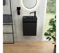 Lave-mains rivea Picabo avec meuble sous-lave-mains Dia à 1 porte, charnières à droite, noir mat, BR0575BM+BR0576BM,