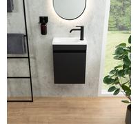 Lave-mains rivea Picabo avec meuble sous-lave-mains Dia à 1 porte, charnières à droite, noir mat, BR0575BM+BR0576WM,