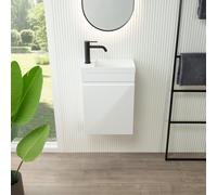 Lave-mains rivea Picabo avec meuble sous-lave-mains Dia à 1 porte, charnières à gauche, blanc ultra brillant, BR0574WH+BR0577WM,