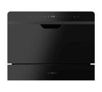 Cecotec Lave-vaisselle Compact Semi-Intégrable 6 couverts Bolero Aguazero 2500 S-BI Black Glass. 1380W, Finition verre noir, Basse consommation, 5 programmes, Panneau tactile, Départ différé