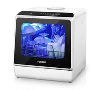 Lave-Vaisselle de Comptoir avec Départ Différé 6H, Sans Installation, Réservoir 5L, 4 Couverts, 6 Programmes, Certifié CE pour Appartement, Camping-Car, Maison