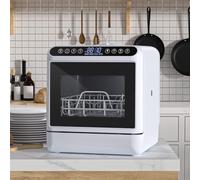 Lave-vaisselle de comptoir portable avec réservoir d'eau 5 L, couverts, mini lave-vaisselle compact support à 2 niveaux, fonction séchage l'air libre pour petites cuisines et