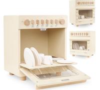Lave-vaisselle en bois pour enfants - Jouet de cuisine réaliste avec accessoires