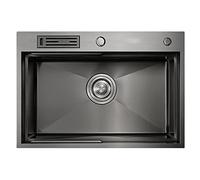 Lave-vaisselle Nano Step en titane gris noir, lavabo à légumes en acier inoxydable 304, installation encastrable ou sous plan (couleur: noir, taille: 78x48x22CM) (noir 68x46x22CM)