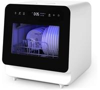 Lave-vaisselle portable de comptoir, mini lave-vaisselle avec réservoir d'eau intégré, cycle de séchage et contrôle tactile, démarrage différé et pulvérisation à 360 °, installation du tuyau ou sans