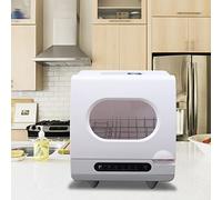 Lave-vaisselle portable de comptoir, nettoyant pour lave-vaisselle avec grande capacité de 5 litres, 3 programmes de lavage, séchage à l'air et à température, pour appartement et dortoir, blanc (bla