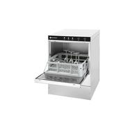 HENDI Lave-vaisselle industriel, pour casiers 40x40 cm, avec commande électromécanique, machine à laver assiettes, verres et tasses, 230V, 2800W, 470x510x(H)710mm, acier inoxydable