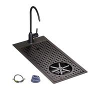 Lave Verre Professionnel, Rince Verre Evier avec Bac de Vidange et Tuyau D'évacuation pour Bar, Café, Système de Filtration D'eau Noir Sous Évier