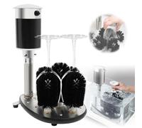 Lave-Verres électrique Commercial (Nettoyage Rapide à 360°) - Lave Les Taches De Thé/Taches De Café/Rouge à Lèvres, 5 Brosses De Nettoyage Amovibles, Pour Réception De Bar