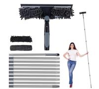 Lave Vitre Telescopique 4m, Kit Nettoyage Vitre avec 2 Chiffons, Nettoyeur de Vitre, Manche Telescopique pour Nettoyer Vitres,Mouilleur Vitre Professionnel pour Vitres Hautes Intérieur,Manche Amovible