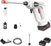 Lave-voiture portable haute pression, sans fil, 48V, bouteille de mousse incluse, 2 batteries blanches, EU, électrique