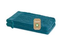 Lavea® 2 Gants de Toilette 16 x 22 cm en Éponge de Coton Biologique 100% Doux et Absorbants, pour la Maison, l’Hôtel et Le Spa - Gant de Bain avec Cordon de Suspension - Bleu océan
