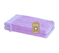 Lavea® 2 Gants de Toilette 16 x 22 cm en Éponge de Coton Biologique 100% Doux et Absorbants, pour la Maison, l’Hôtel et Le Spa - Gant de Bain avec Cordon de Suspension - Lilas Clair