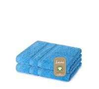 Lavea® 2 Lavettes 30x30 cm en Éponge de Coton Biologique 100% Douces et Absorbantes, pour la Maison, l’Hôtel et Le Spa - Idéales également comme Serviette Visage et Mains - Bleu Ciel