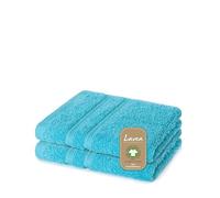 Lavea® 2 Lavettes 30x30 cm en Éponge de Coton Biologique 100% Douces et Absorbantes, pour la Maison, l’Hôtel et Le Spa - Idéales également comme Serviette Visage et Mains - Turquoise