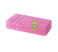 Lavea® 2 Serviettes Invité 30x50 cm en Éponge de Coton Biologique 100% Douces et Absorbantes, pour la Maison, l’Hôtel et Le Spa - Idéales également comme Serviette Visage et Mains - Corail