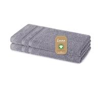 Lavea® 2 Serviettes Invité 30x50 cm en Éponge de Coton Biologique 100% Douces et Absorbantes, pour la Maison, l’Hôtel et Le Spa - Idéales également comme Serviette Visage et Mains - Gris Clair