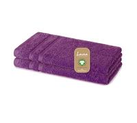 Lavea Bali Serviette éponge 2 pièces - 30 x 50 cm 100% Coton Bio certifié GOTS Ultra Doux, Absorbant et à séchage Rapide - Violet