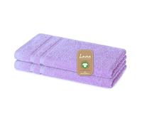 Lavea Bali Serviette éponge 2 pièces - 30 x 50 cm 100% Coton Bio certifié GOTS Ultra Doux, Absorbant et à séchage Rapide - Lilas