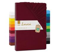 Lavea® Drap-Housse 180x190/200 cm - Coton 100% Doux et Respirant - pour Matelas Épais Jusqu’à 20 cm - Jersey avec Élastique Tout Autour - Bordeaux