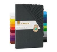 Lavea Drap-Housse en Jersey Série Maya - 200 x 220 cm - pour Topper et surmatelas - 100% Coton - Oeko-TEX certifié - Finition Haut de Gamme - avec élastique - Anthracite