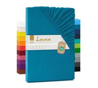 Lavea Drap-Housse en Jersey Série Maya - 200 x 220 cm - pour Topper et surmatelas - 100% Coton - Oeko-TEX certifié - Finition Haut de Gamme - avec élastique - Aigue-Marine