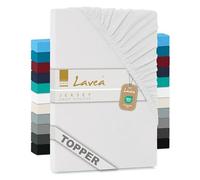 Lavea Drap-Housse en Jersey Série Maya - 90x200-100x200cm - pour Topper et surmatelas - 100% Coton - Oeko-TEX certifié - Finition Haut de Gamme - avec élastique - Blanc