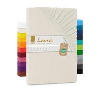 Lavea Drap-Housse en Jersey Série Maya - Série Maya - 180x200-200x200 cm - pour Topper et surmatelas - 100% Coton - Oeko-TEX certifié - Finition Haut de Gamme - Blanc crème Naturel