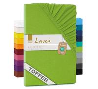 Lavea® Drap-Housse pour Surmatelas/Topper 180x190/200 cm - Jersey 100% Coton - pour Surmatelas Jusqu’à 12 cm - avec Élastique Tout Autour - Certifié Oeko-TEX - Vert Pomme