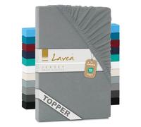 Lavea® Drap-Housse pour Surmatelas/Topper 180x190/200 cm - Jersey 100% Coton - pour Surmatelas Jusqu’à 12 cm - avec Élastique Tout Autour - Certifié Oeko-TEX - Gris Moyen