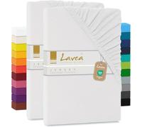 Lavea Lot 2 Drap Housse 120 x 200 cm - Série Maya en 100% Coton Respirant - Certifié Oeko-Tex -Blanc