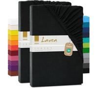 Lavea Lot 2 Drap Housse 120 x 200 cm - Série Maya en 100% Coton Respirant - Certifié Oeko-Tex - Noir