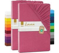 Lavea Lot 2 Drap Housse 180 x 200 cm - 200 x 200 cm - Série Maya en 100% Coton Respirant - Certifié Oeko-Tex -Corail
