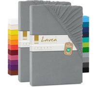 Lavea Lot 2 Drap Housse 90 x 200 cm - 100 x 200 cm - Série Maya en 100% Coton Respirant - Certifié Oeko-Tex - Gris Moyen