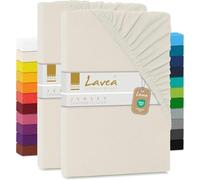 Lavea Lot 2 Drap Housse 90 x 200 cm - 100 x 200 cm - Série Maya en 100% Coton Respirant - Certifié Oeko-Tex - Blanc Crème Naturel
