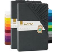 Lavea Lot 2 Drap Housse 90 x 200 cm - 100 x 200 cm - Série Maya en 100% Coton Respirant - Certifié Oeko-Tex - Anthracite