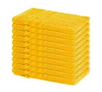 Lavea® Lot de 10 Gants de Toilette 15x21 cm - Jaune Colza | 100% Coton, Doux et Absorbants, Idéals comme Gants de Toilette Bébé et Serviettes Visage pour Salle de Bain, Hôtel et Spa