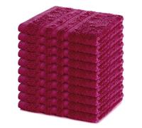 Lavea® Lot de 10 Lavettes 30x30 cm en Éponge 100% Coton - Serviettes Visage et Invités, Douces et Absorbantes - pour Bébés, Maquillage, Maison et Voyage - Bordeaux