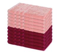 Lavea® Lot de 10 Serviettes Invité 30x50 cm 100% Coton - Douces et Absorbantes - pour Maison, Hôtel, Spa et Invités - Parfaites comme Serviette Main/Essuie-Main - Bordeaux et Rose Pastel