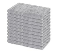 Lavea® Lot de 10 Serviettes Invité 30x50 cm 100% Coton - Douces et Absorbantes - pour Maison, Hôtel, Spa et Invités - Parfaites comme Serviette Main/Essuie-Main - Argent