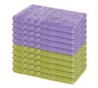 Lavea® Lot de 10 Serviettes Invité 30x50 cm 100% Coton - Douces et Absorbantes - pour Maison, Hôtel, Spa et Invités - Parfaites comme Serviette Main/Essuie-Main - Vert Clair et Lavande
