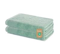 Lavea® Lot de 2 Draps de Douche 60x120 cm - Serviettes de Bain Douces et Absorbantes - 100% Coton - Oeko-TEX 100 - avec Bouclette - pour Saille de Bain, Fitness et Spa - Vert Eucalyptus