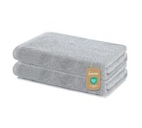 Lavea® Lot de 2 Draps de Douche 60x120 cm - Serviettes de Bain Douces et Absorbantes - 100% Coton - Oeko-TEX 100 - avec Bouclette - Lavables à 60°C - pour Saille de Bain, Fitness et Spa - Argent